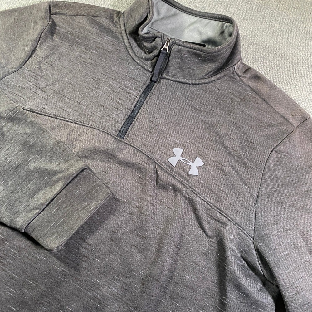 Under Armour Men's ColdGear Gray Heathered 1/4 Zip Pullover Sweatshirt Size L